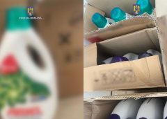 Detergent contrafăcut în garajul unui zălăuan, vândut cu etichetele unor branduri cunoscute